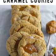 baked cookies with peanut butter and caramel