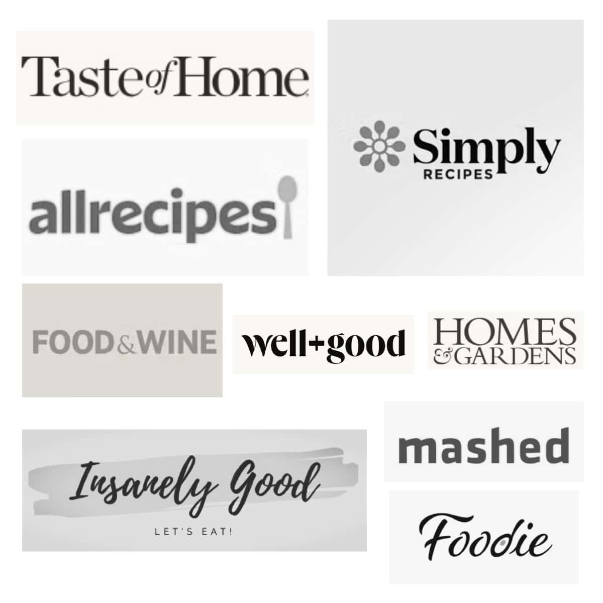 Black and white logos for websites where Hungry Enough To Eat Six is featured.