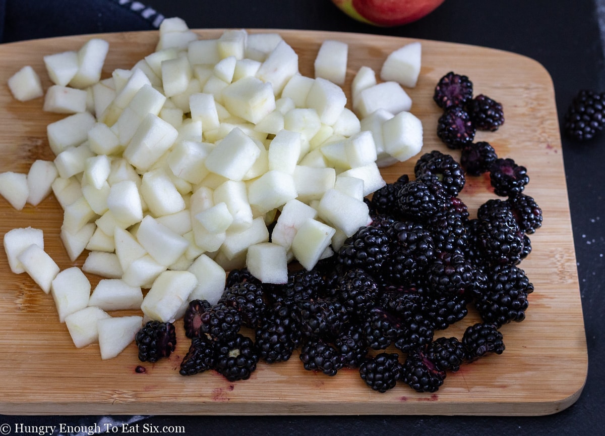Diced apples and sliced blackberries