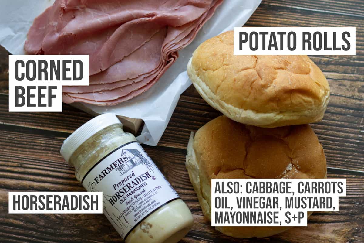 Ingredients: corned beef, rolls, horseradish.