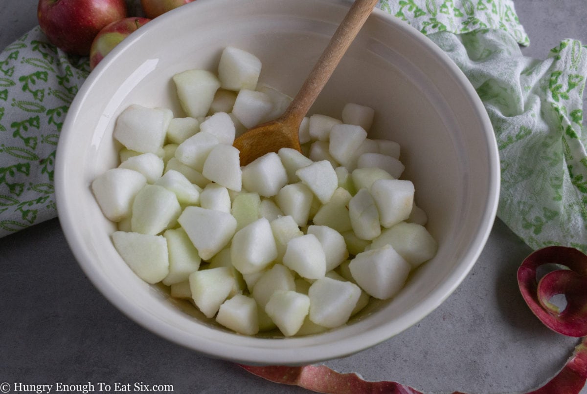 Bowl of diced apples
