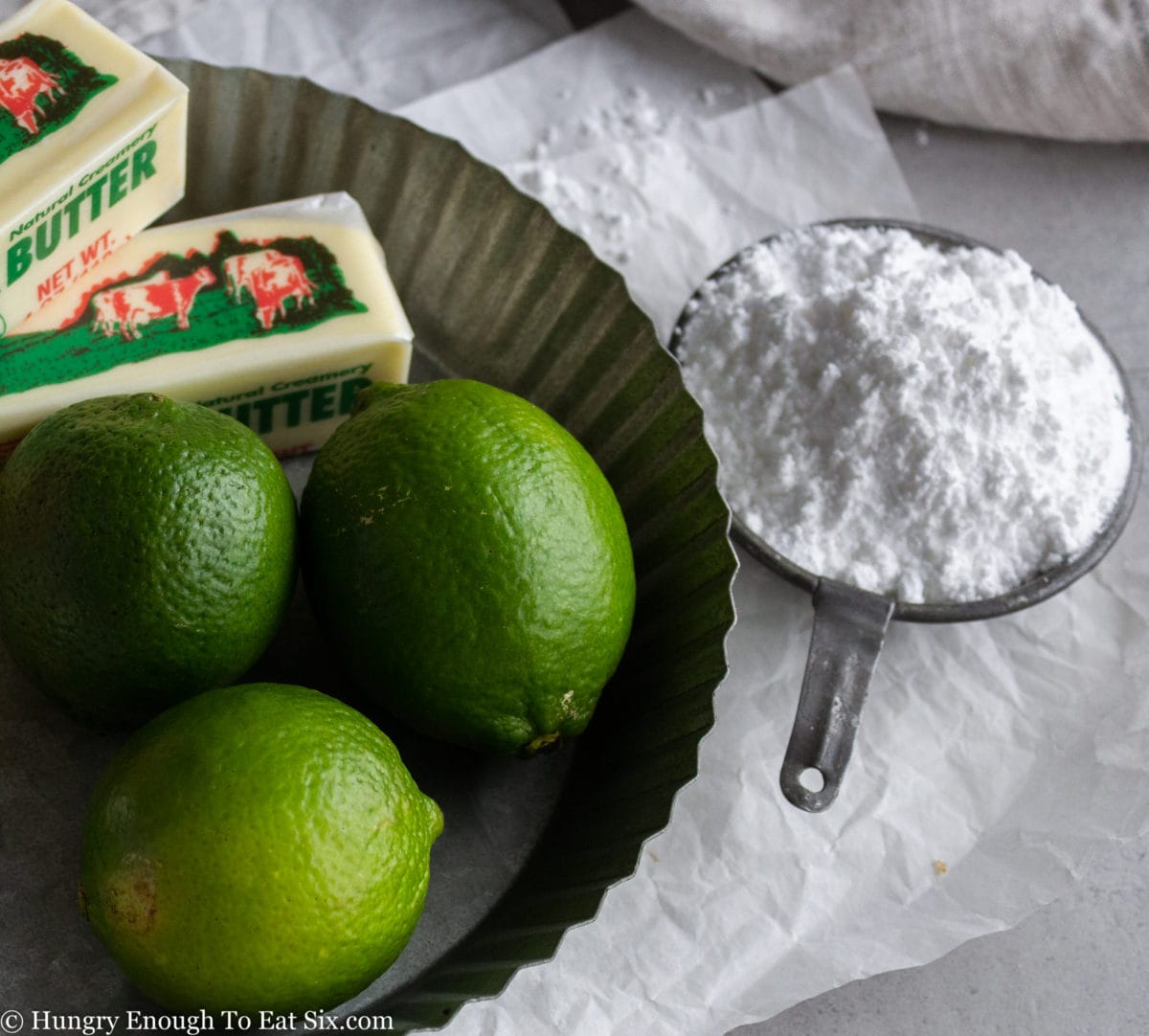 Butter, limes, and confectioner's sugar