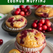 Cranberry muffin with berries and decor