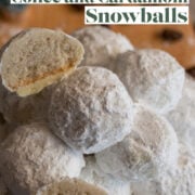 Round sugar-coated cookies, some cut in half.