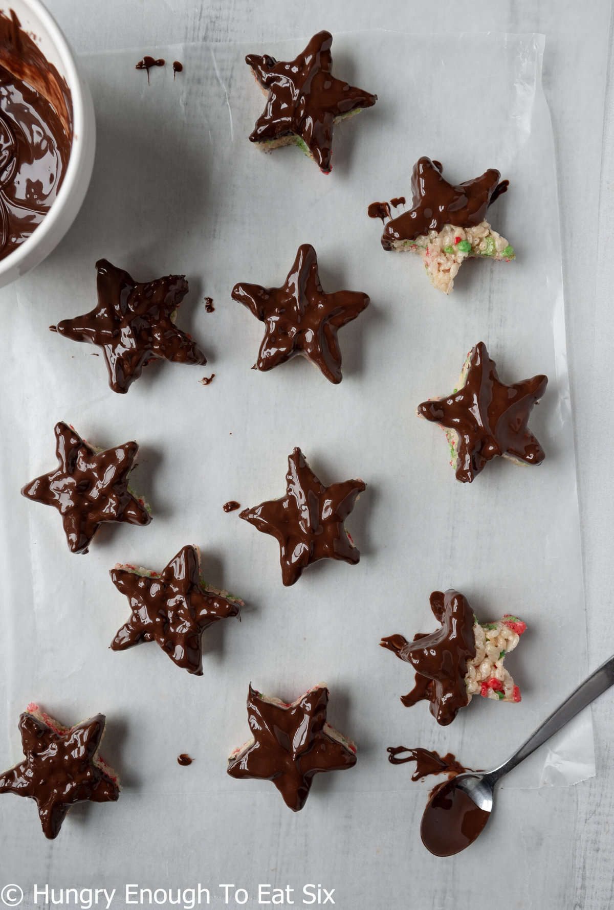 Star treats coated in wet chocolate.