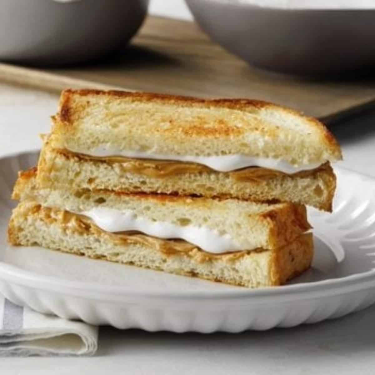 Grilled peanut butter and marshmallow sandwich.