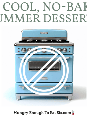 Graphic with blue old-fashioned stove.