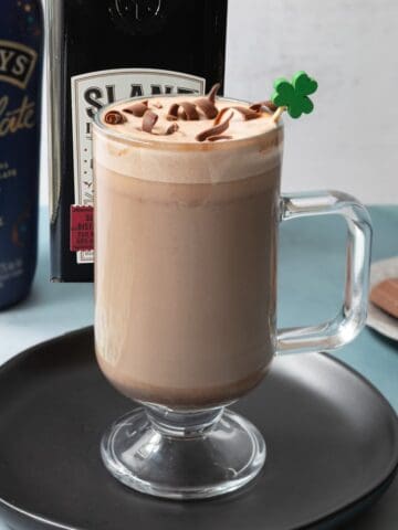 Glass of hot chocolate Irish coffee