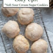 Iced Vanilla Cozy-Ups Soft sugar cookies with sparkle sugar on top.