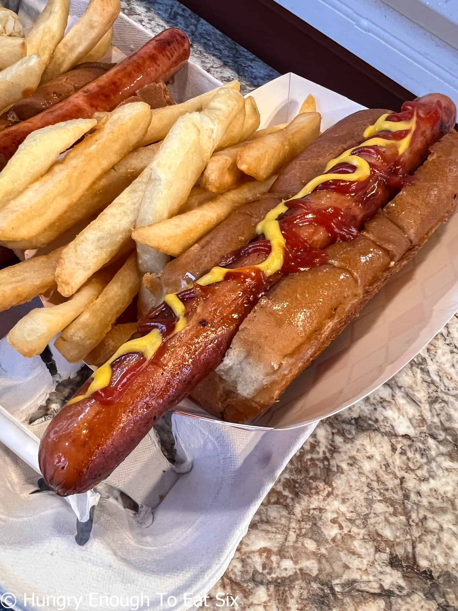 Footlong hot dog from Lee's, a central MA hot dog spot.
