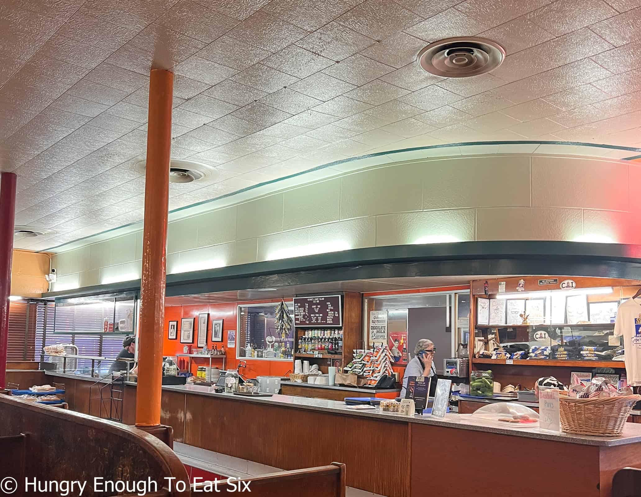 Inside of Georges Coney Island, a central MA hot dog stand.