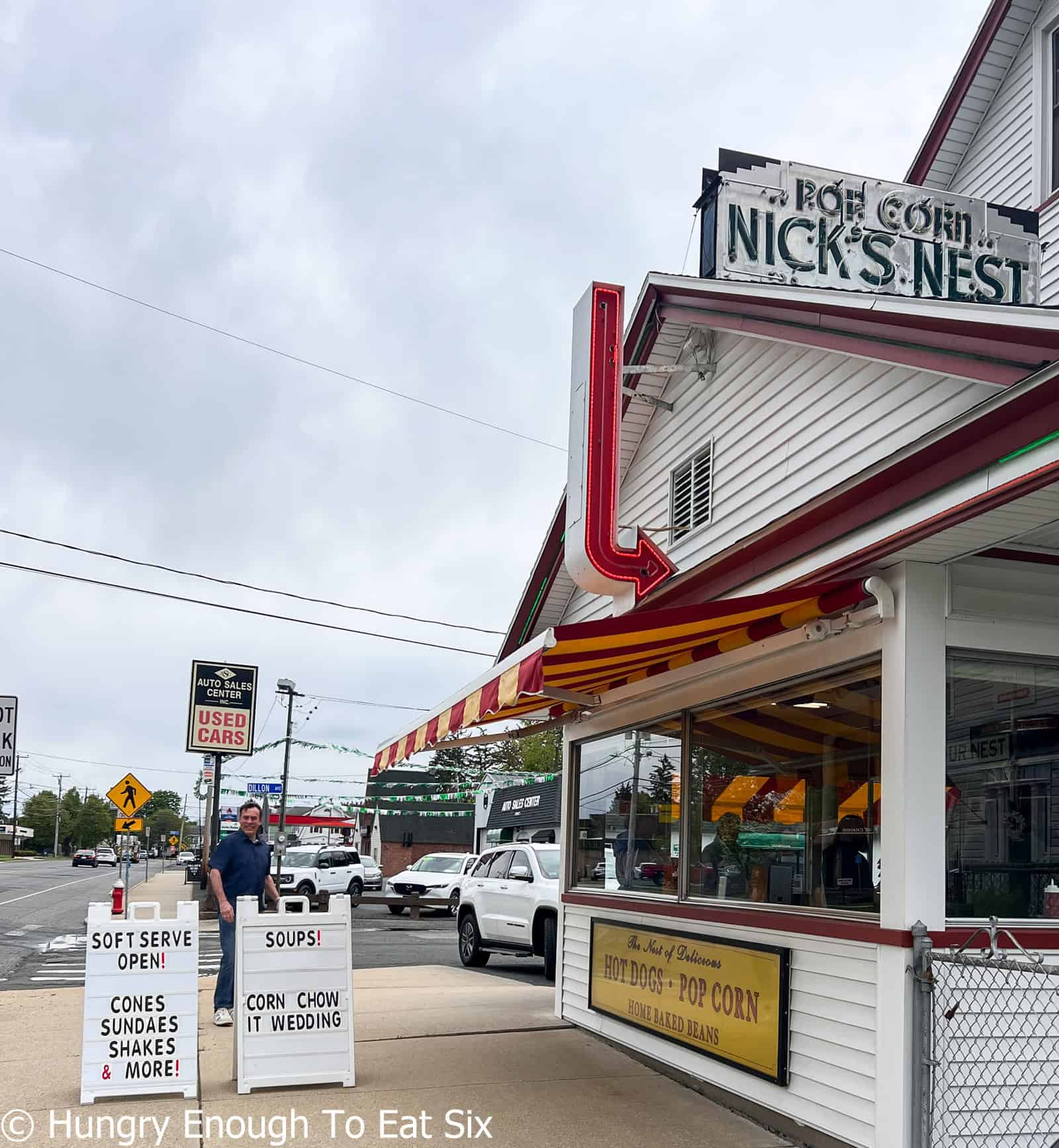 Outside of Nick's Nest, a central MA hot dog spot.