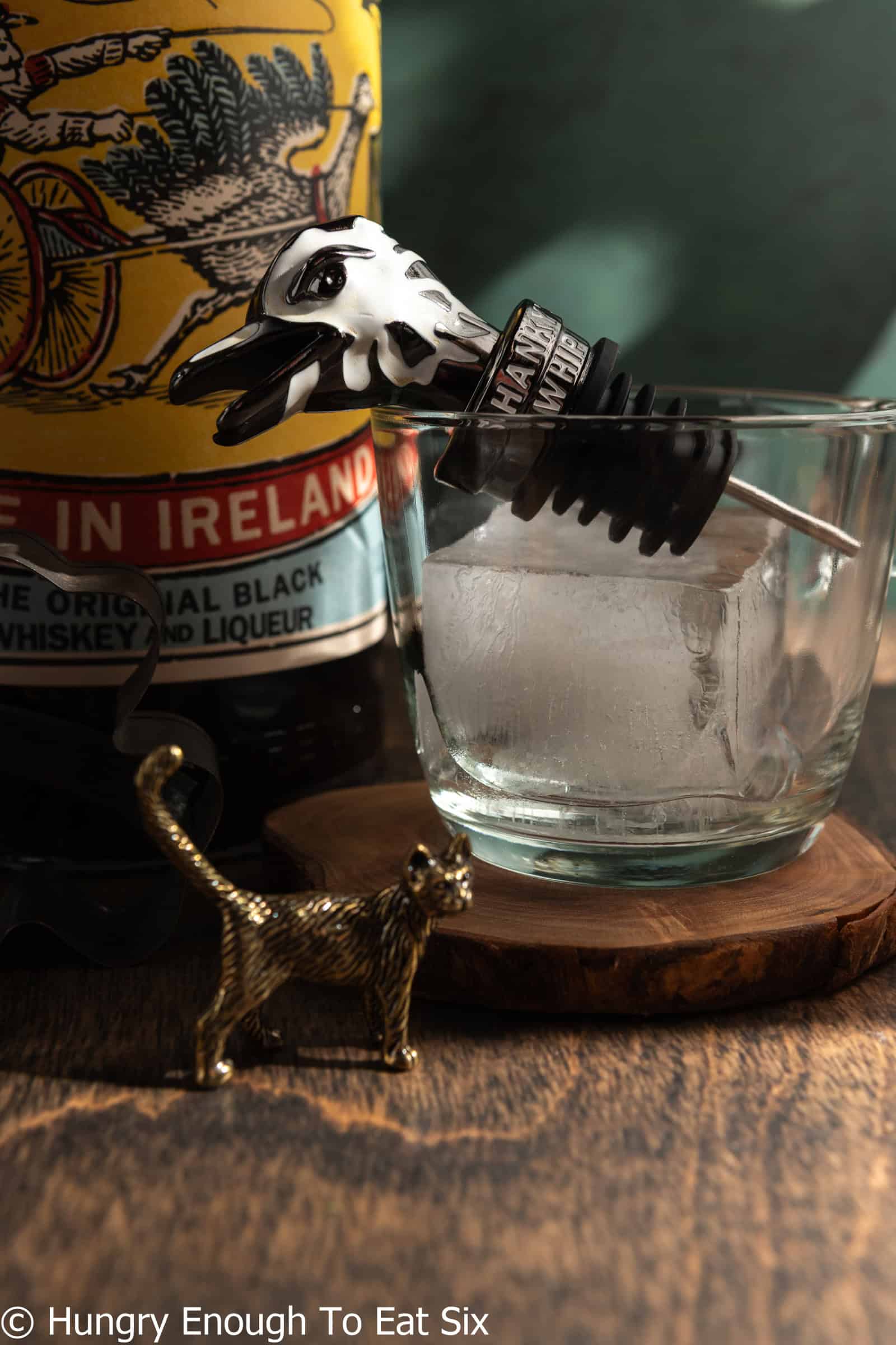 Bottle of Shankys Whip, a liqueur in the Friday Night cocktail.