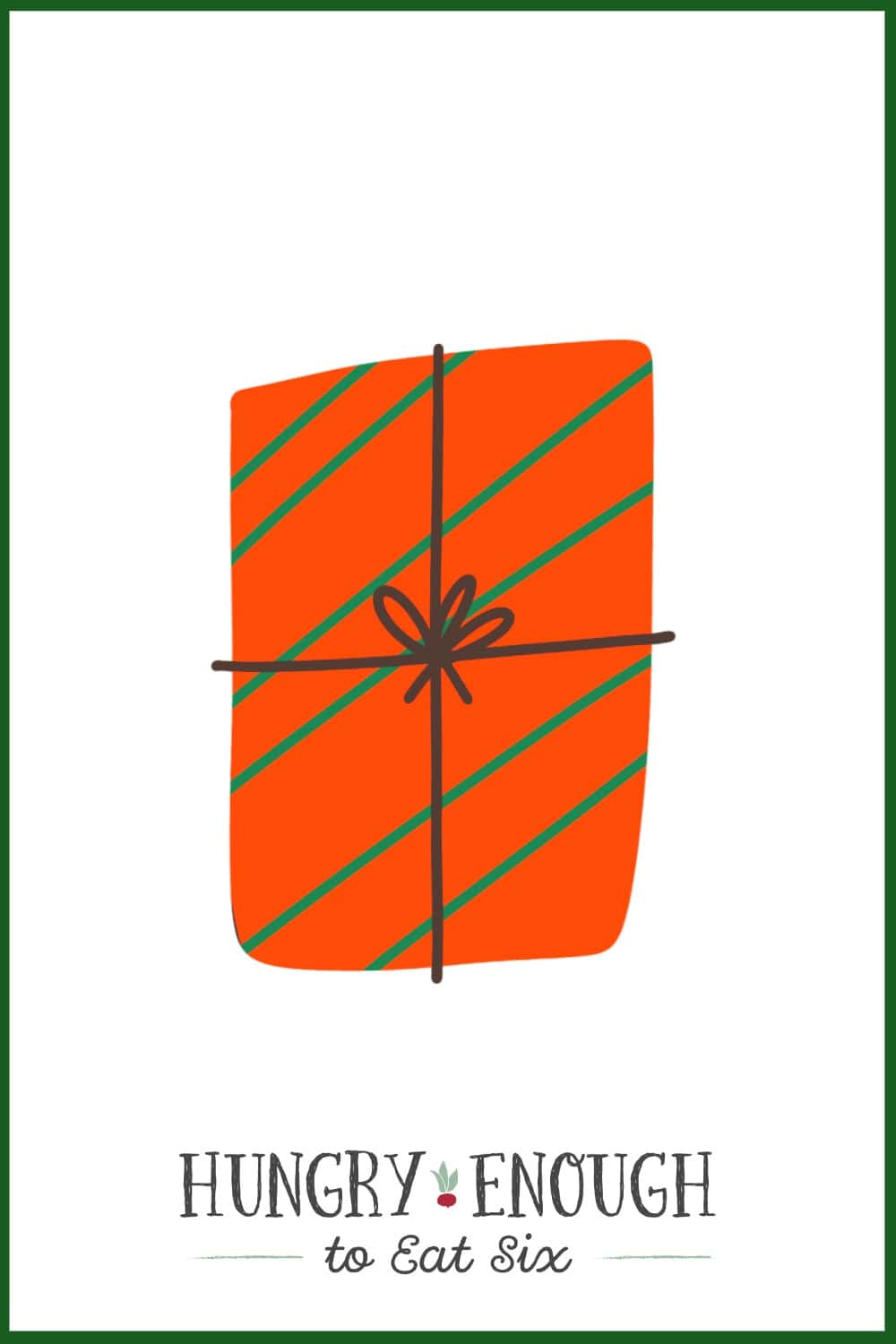Illustration of red package with green string and bow.